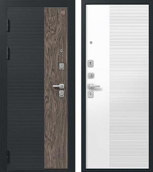 Дверь металлическая С-112 860х2050мм L 1,4мм черный муар/софт белый/софт ясень