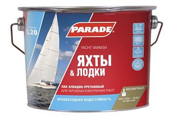Лак яхтный PARADE L20 Яхты & Лодки глянцевый 2,5л; 0006108