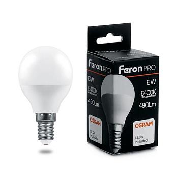 Лампа светодиодная LB-1406 6Вт 6400K 230В E14 G45; Feron.PRO, 38067