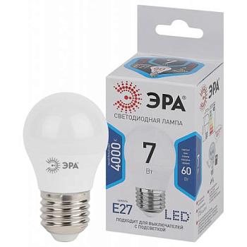 Лампа светодиодная LED smd P45 7Вт 840 E27; ЭРА, Б0020554