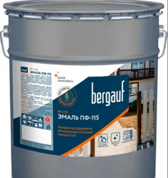 Эмаль Bergauf ПФ-115 алкидная для деревянных, металлических и бетонных поверхностей белая 6 кг