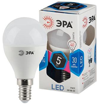 Лампа светодиодная STD P45 5Вт 4000К E14 шар; ЭРА, Б0028487