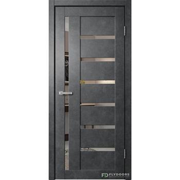 Полотно дверное Fly Doors BARN В4 ПВХ бетон темный ПО 600мм зеркало; Сибирь Профиль