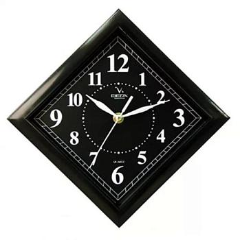 Часы настенные 20,5 см пластик ромб Классика черная в черном; П3-6-50