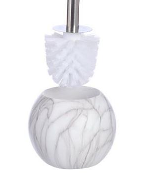 Ерш для унитаза со стканом напольный керамика мрамор белый; 400-06