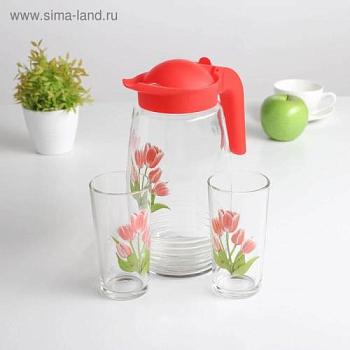 Набор для воды кувшин и 2 стакана Весенние тюльпаны; С-Л, 5120919