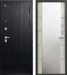 Дверь металлическая С-104 960х2050мм R 1,0мм черный муар-дуб полярный,зеркало