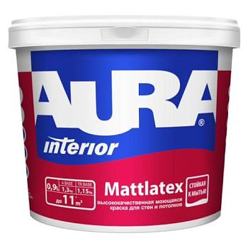 Краска в/д для стен и потолков моющаяся AURA MATTLATEX А 0,9л; Эскаро