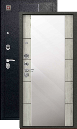 Дверь металлическая С-104 860х2050мм L 1,0мм черный муар-дуб полярный,зеркало