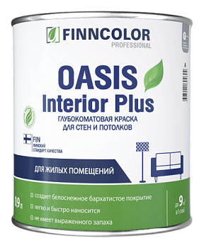 Краска В/Д для стен и потолков Oasis Interior Plus матовая А 0,9 л; FINNCOLOR
