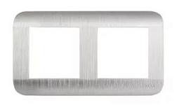 LUXAR Deco Рамка серебро на 2 поста рифленая горизонт.