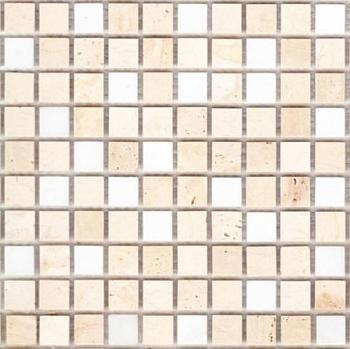 Мозаика каменная GEOS бело-беж микс 30,5х30,5см (чип 15х15х4мм)