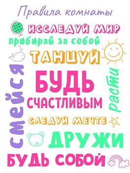 Постер мотиватор 30х40 см Правила комнаты Будь счастливым!; МТП-1