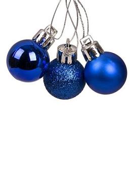 Набор новогодних украшений на елку 3шт/2,5х2,5х2,5см Синий микс; 88784