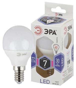 Лампа светодиодная STD P45 7Вт 6000К E14 шар; ЭРА, Б0031401
