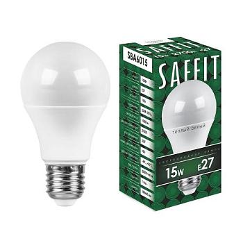Лампа светодиодная SBA6015 15Вт 2700K 230В E27 A60; SAFFIT, 55010