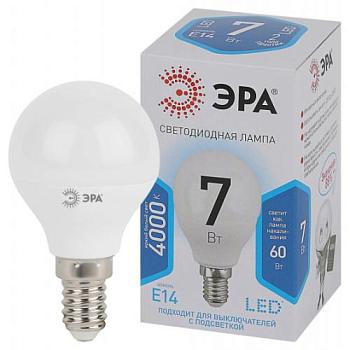 Лампа светодиодная LED smd P45 7Вт 840 E14; ЭРА, Б0020551