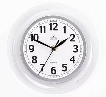 Часы настенные пластик круг d 225 мм Классика рама белый/фон белый;  П6-0-11