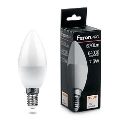 Лампа cветодиодная LB-1307 7,5Вт 6400K 230В E14 C37 свеча; Feron.PRO, 38055