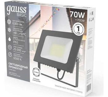 Прожектор LED 70Вт 6300lm IP65 6500К графитовый; Gauss BASIC, 688100370