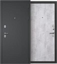 Дверь металлическая Бункер Кристел 860х2050мм R 1,2 мм черный муар/белый камень лофт